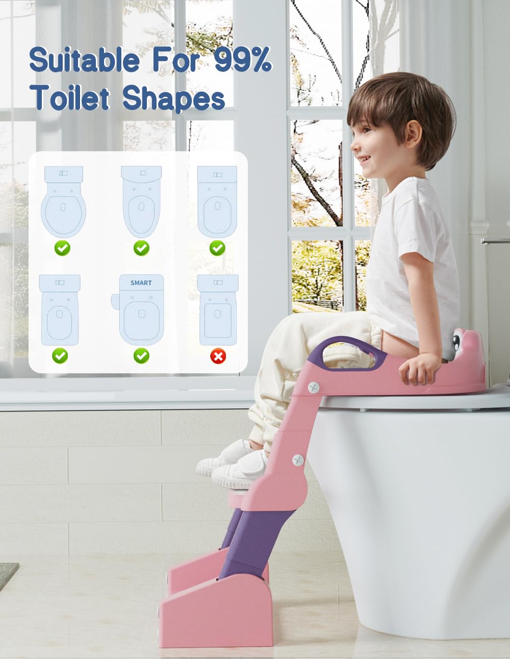 ROUTTOON potty seat mounted on toilet with detachable bowl for quick cleanups