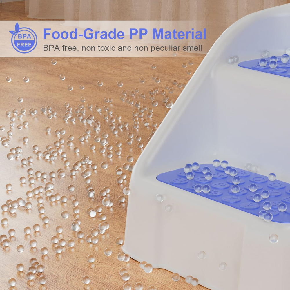 Routtoon blue bathroom use stool aids brushing and handwashing routines