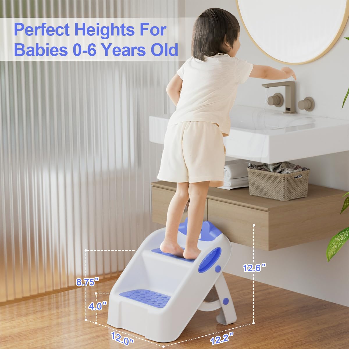 Routtoon blue stool folded storage compact space saving design