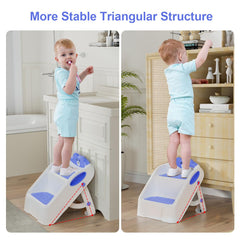 Routtoon blue stool with safety pads emphasizes grip and stability