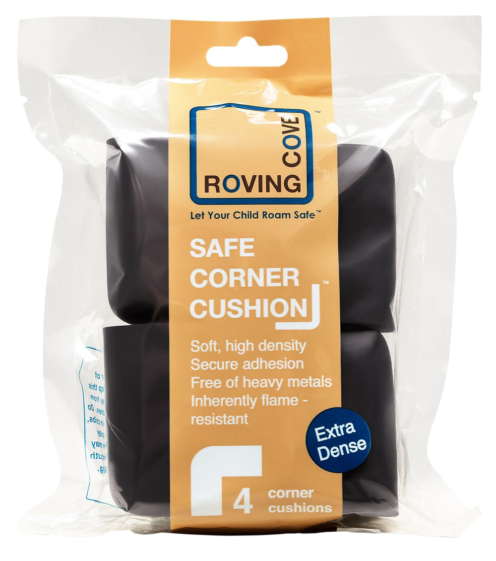 Roving Cove HeftyFit corner protection remains secure on tables and fireplaces
