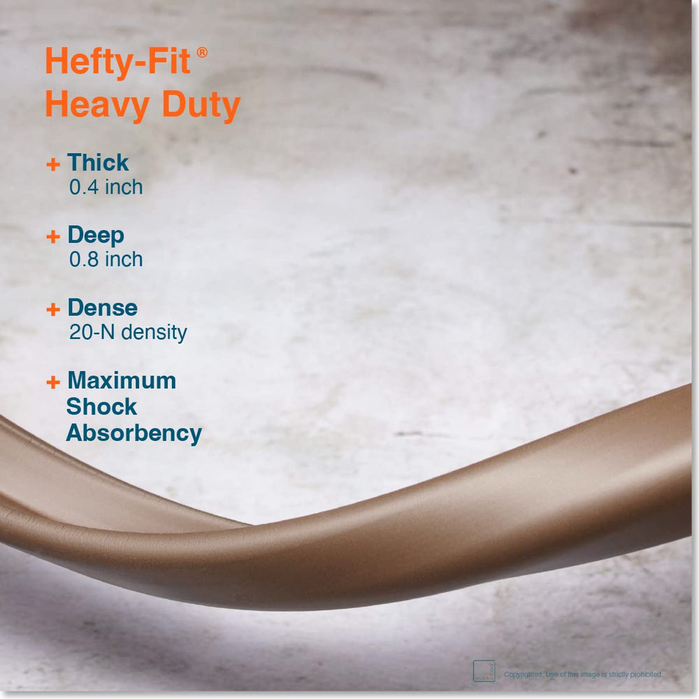 Dense soft-rubber foam edge guard cushioning a sharp desk edge
