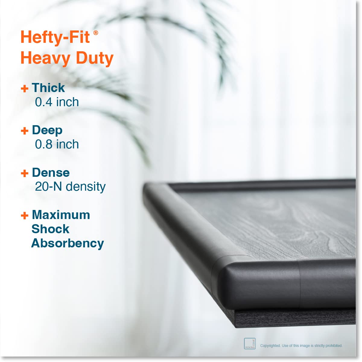 Close-up of the high-density foam in the HeftyFit corner guard for better impact absorption.