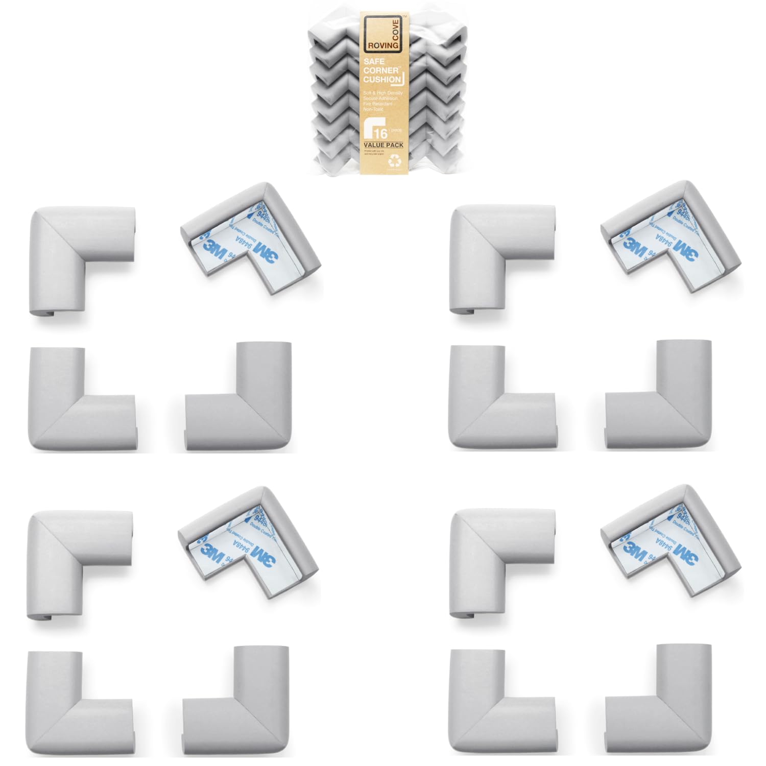 Roving Cove HeftyFit corner guard with 16 large corners for safer nurseries