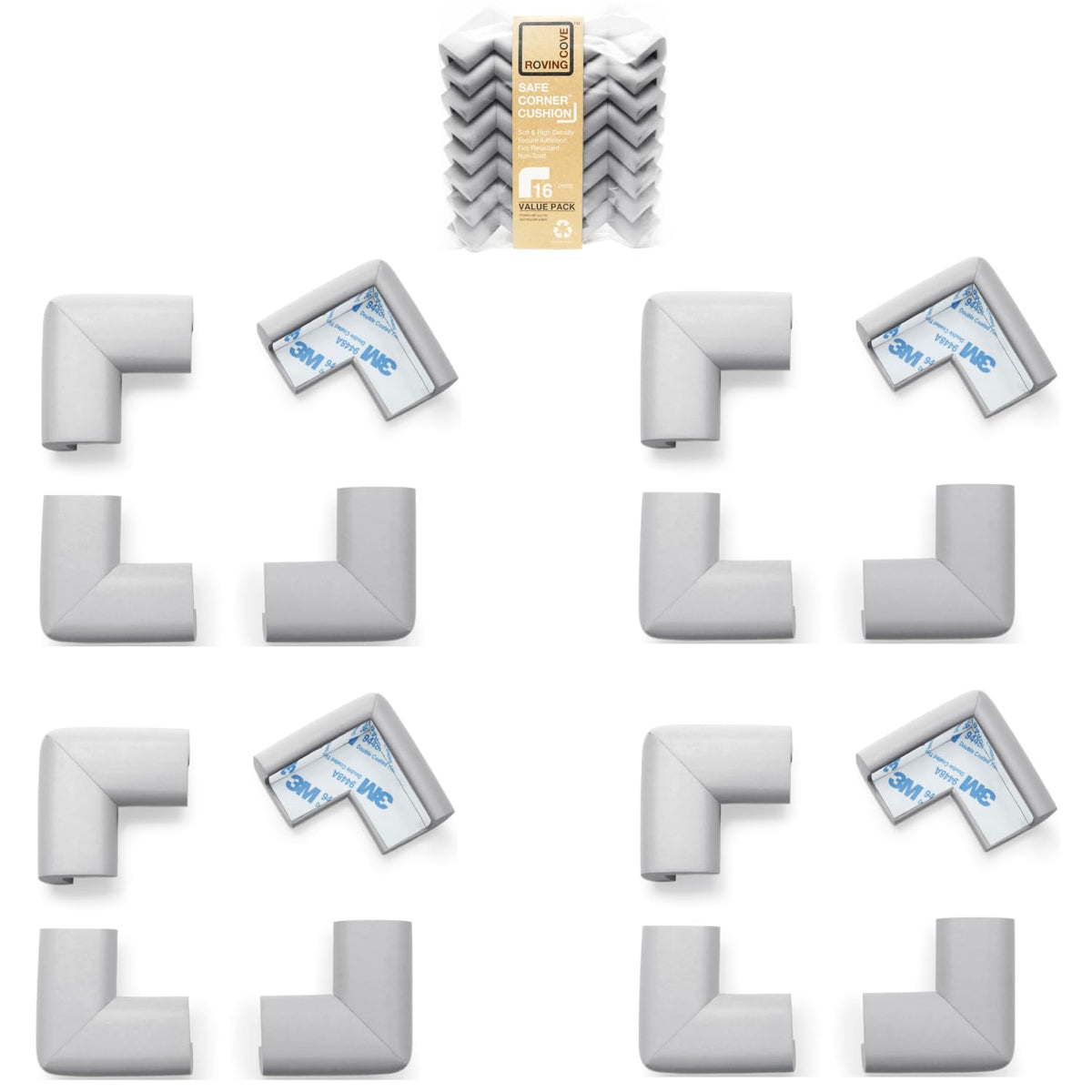 Roving Cove HeftyFit corner guard with 16 large corners for safer nurseries