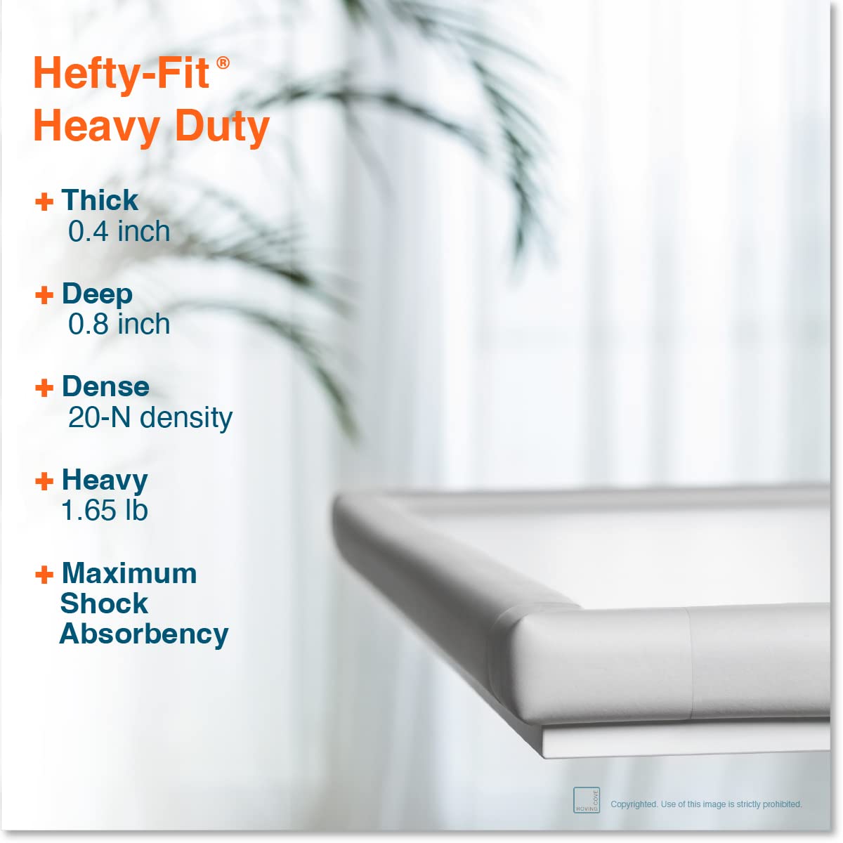 Roving Cove HeftyFit corner guard protecting furniture corners for soft landings