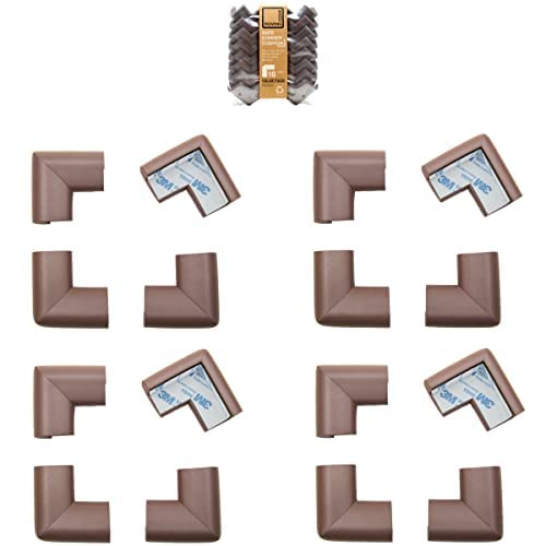 Roving Cove HeftyFit corner protector in coffee brown shields table corners from impact.