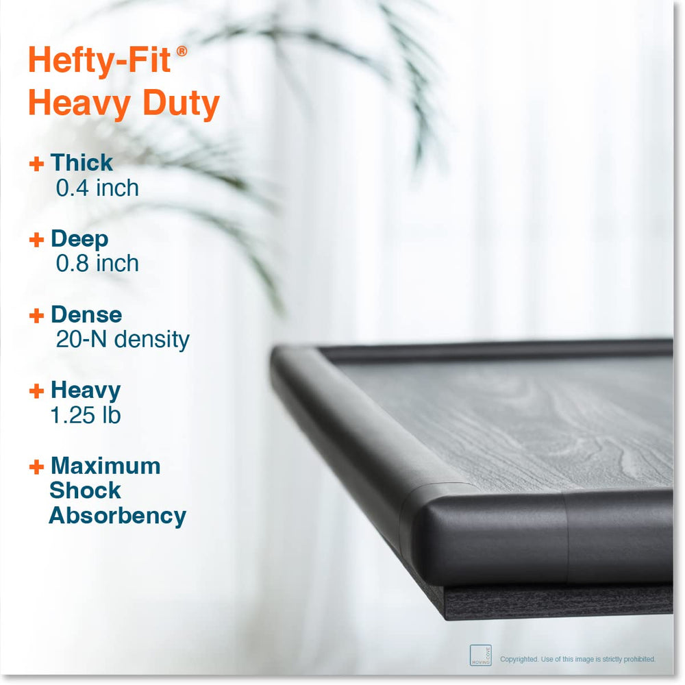 Roving Cove HeftyFit corner protector guarding table corners against curious play.