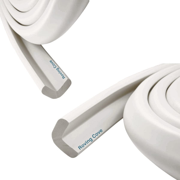 Roving Cove HeftyFit edge protector on a 12ft strip guarding furniture corners.
