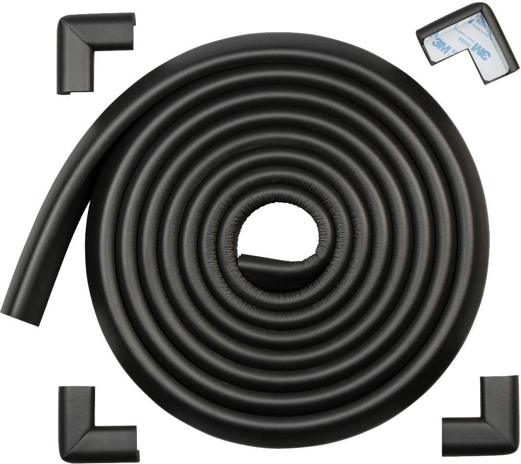 Roving Cove HeftyFit edge protector on a table edge reduces sharp impact.
