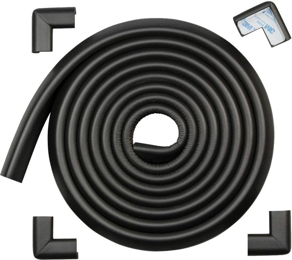 Roving Cove HeftyFit edge protector on a table edge reduces sharp impact.