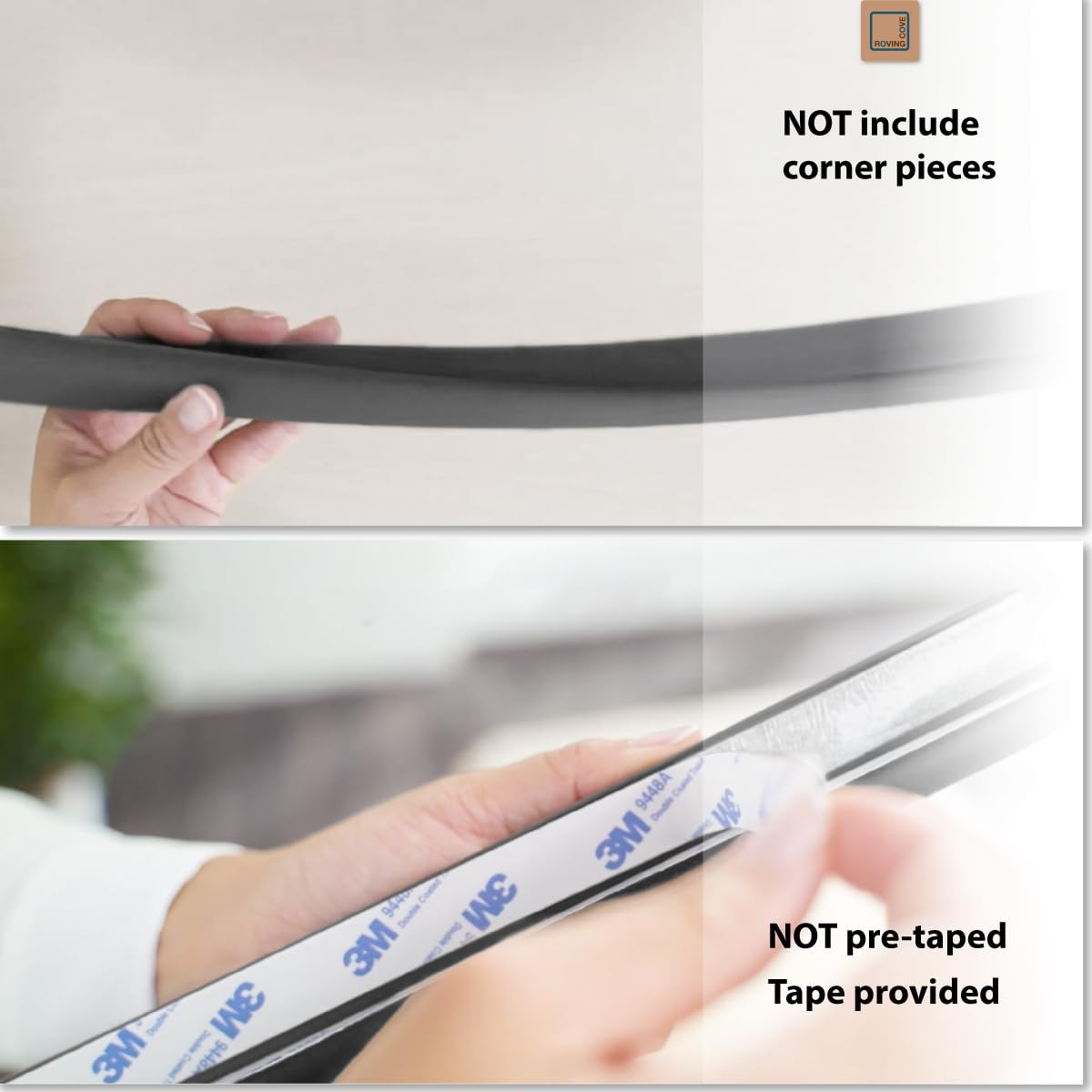 Roving Cove HeftyFit edge protector along a desk corner in a home