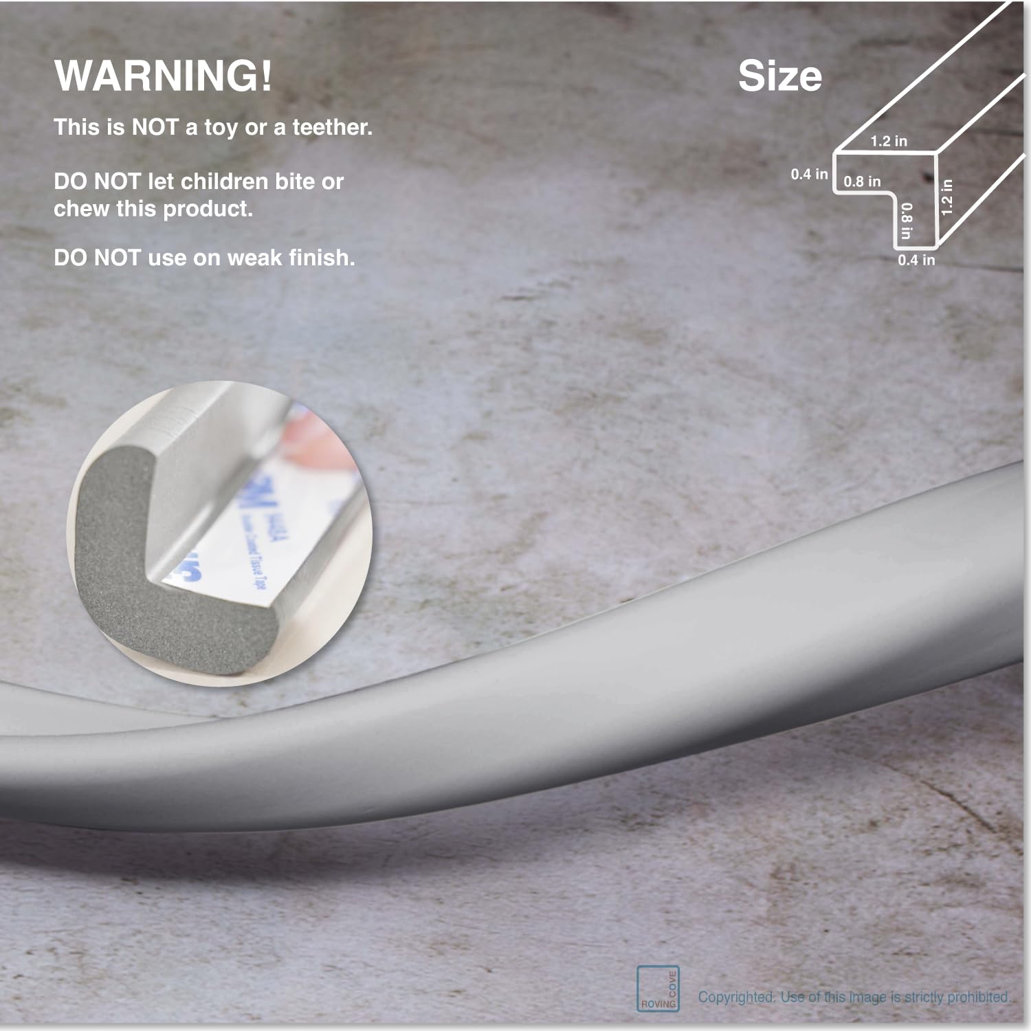 Roving Cove HeftyFit edge protector near a fireplace to shield sharp edges