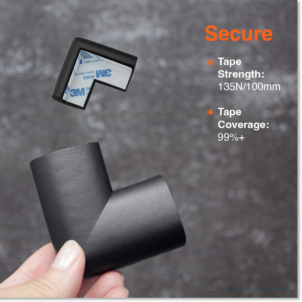 Onyx black corner protector complements dark furniture while increasing edge safety.
