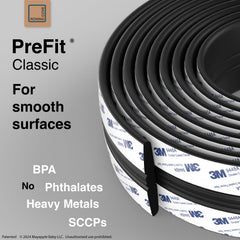 Roving Cove PreFit corner protector at a 90-degree corner for kids' safety.