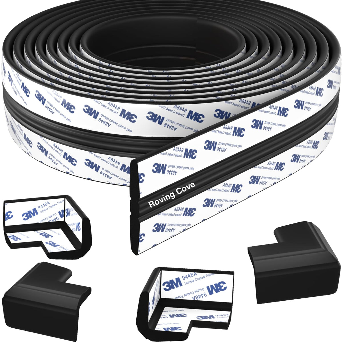Roving Cove PreFit edge protector on a smooth table edge for safer furniture.
