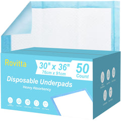 Rovitta heavy-absorbency underpad close-up showing rapid absorption for spills