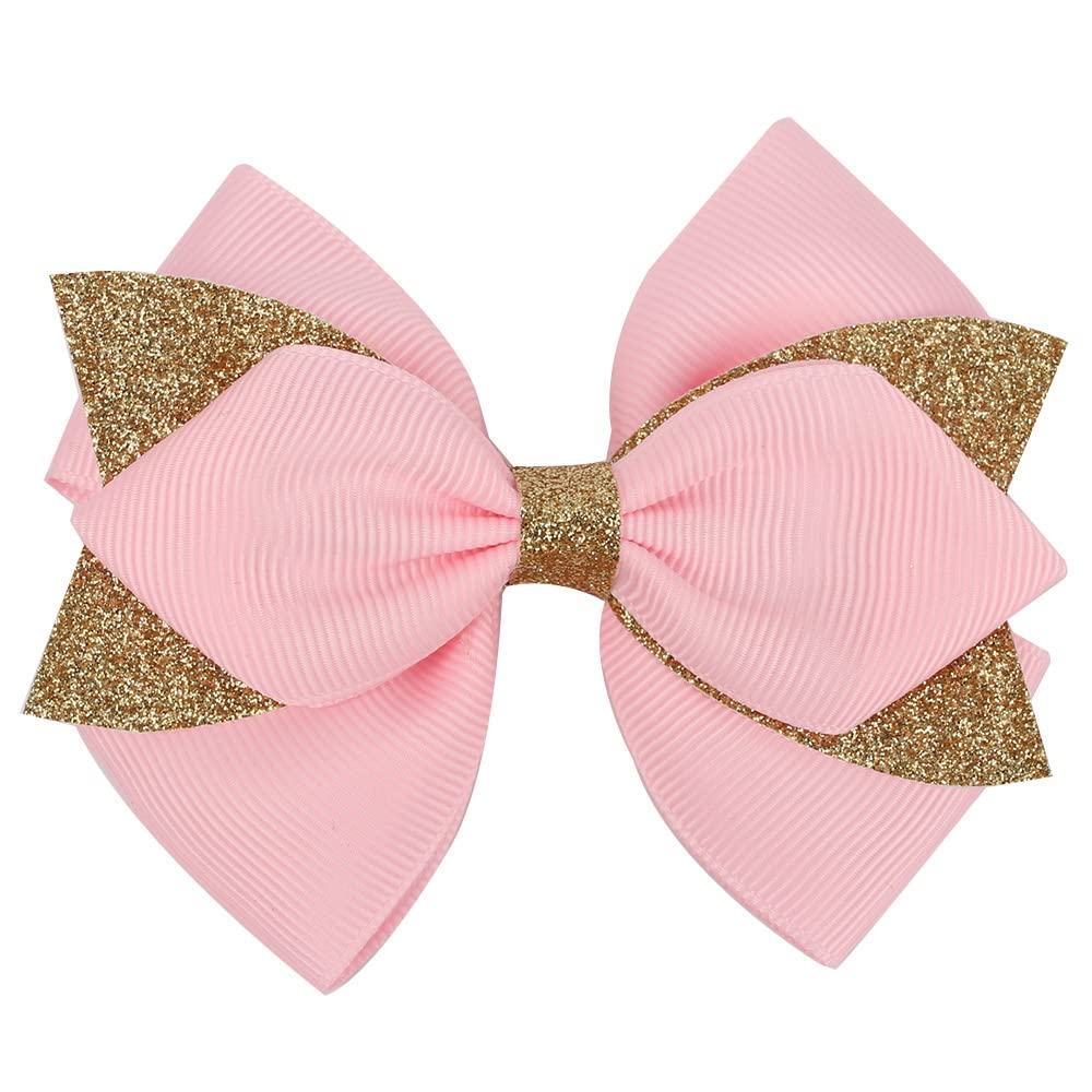 ROWAGY pink ribbon bow hair clip for baby girl, ideal for everyday styling