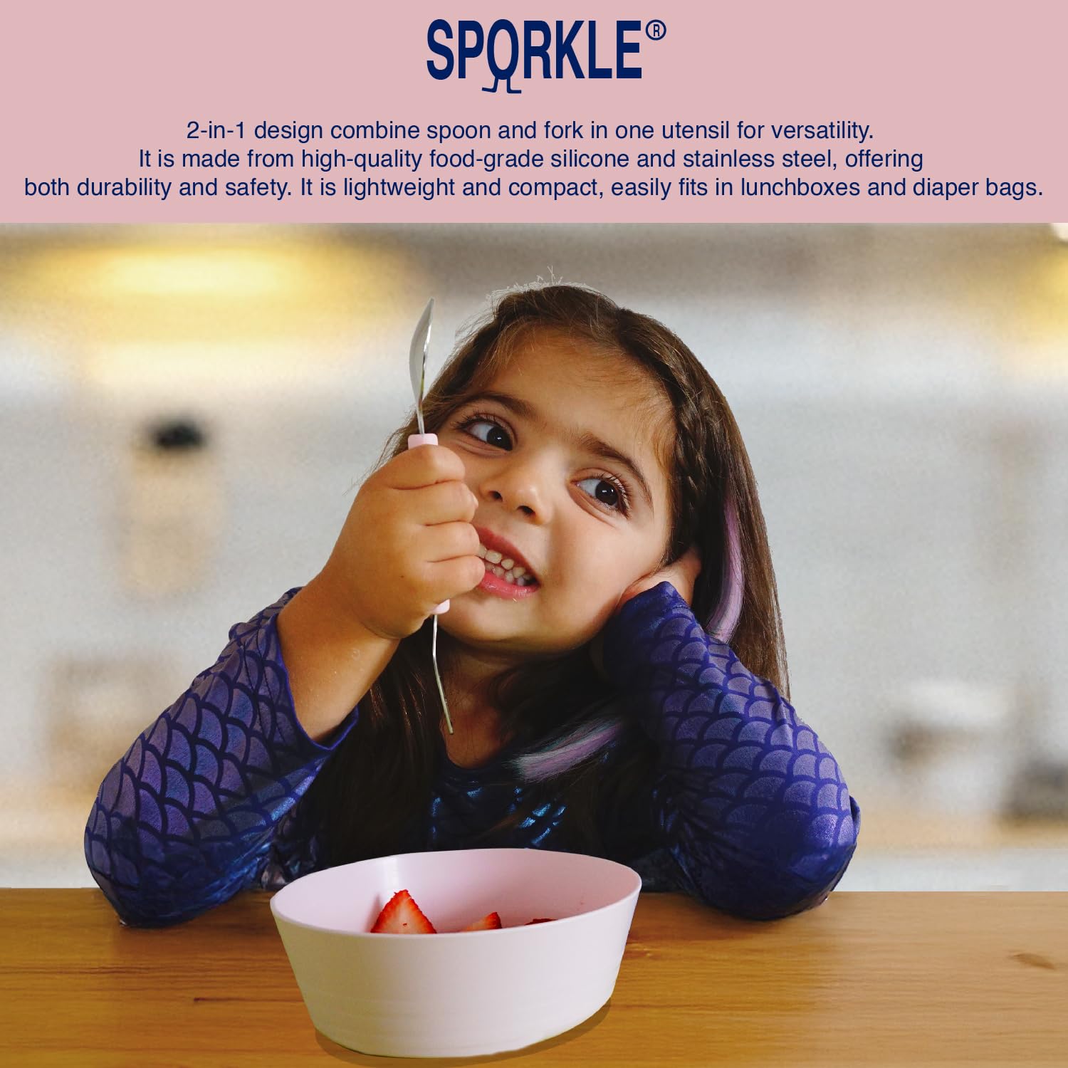 Rowers & Moon vibrant color options engage kids during meals.