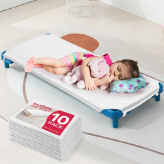 RowinsyDD ten-pack cot sheets with elastic corners for secure daycare naps.