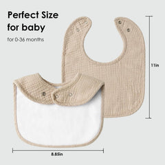 ROXANEPIG muslin bib adjustable snaps demonstrate neck-fit versatility.