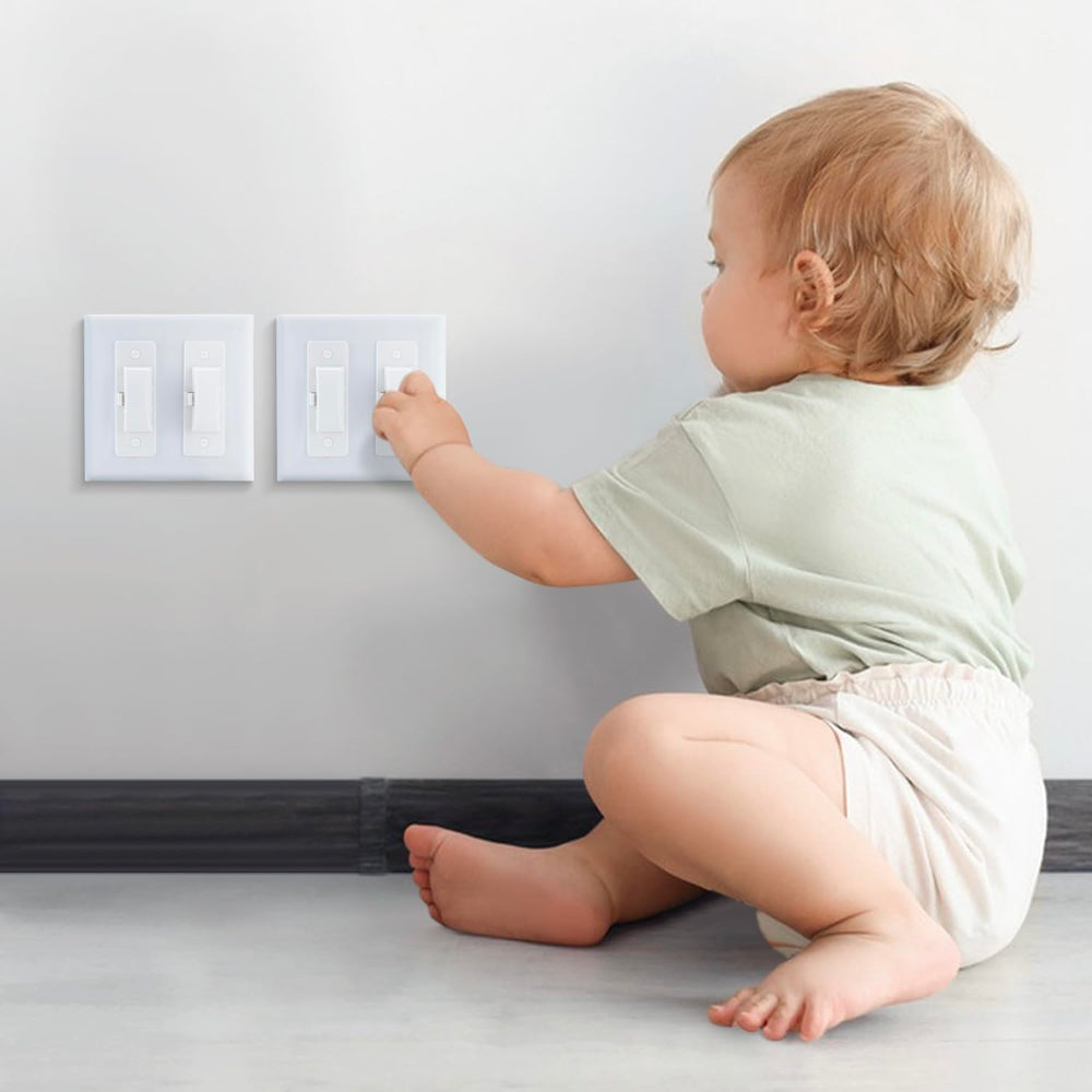 Roxiuc clear design wall plate integration blends with décor while keeping switches safe