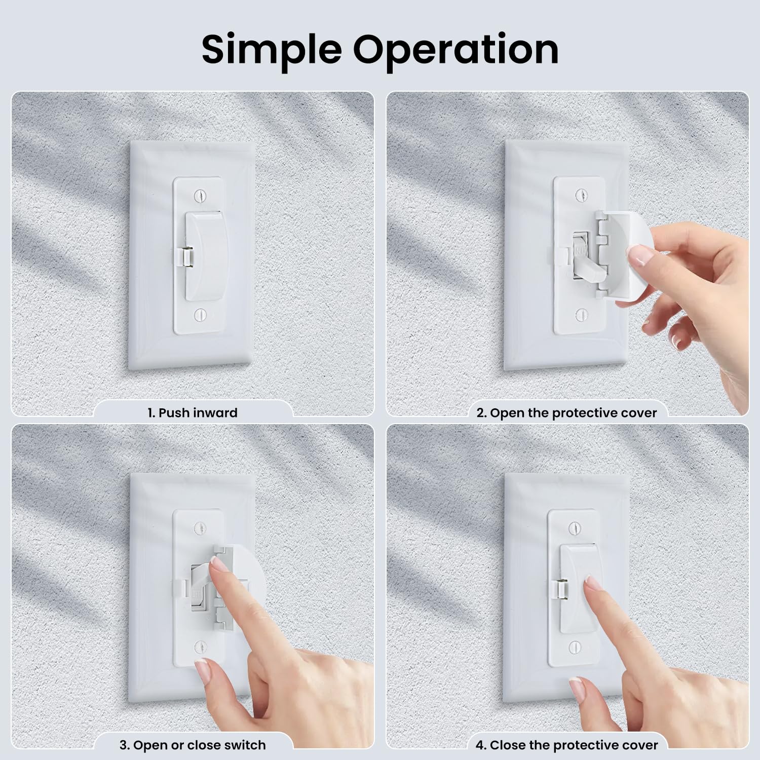Roxiuc light switch guard installation demonstrates easy screw-on setup for quick childproofing