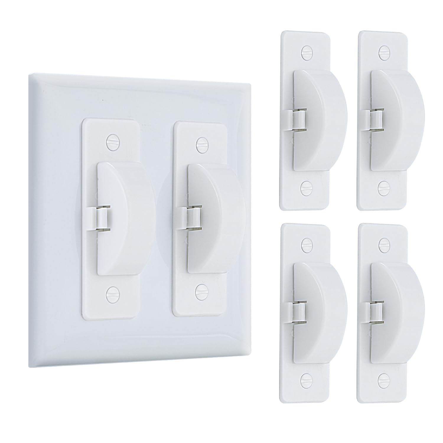 Roxiuc White Light Switch Guard being installed to prevent curious fingers.