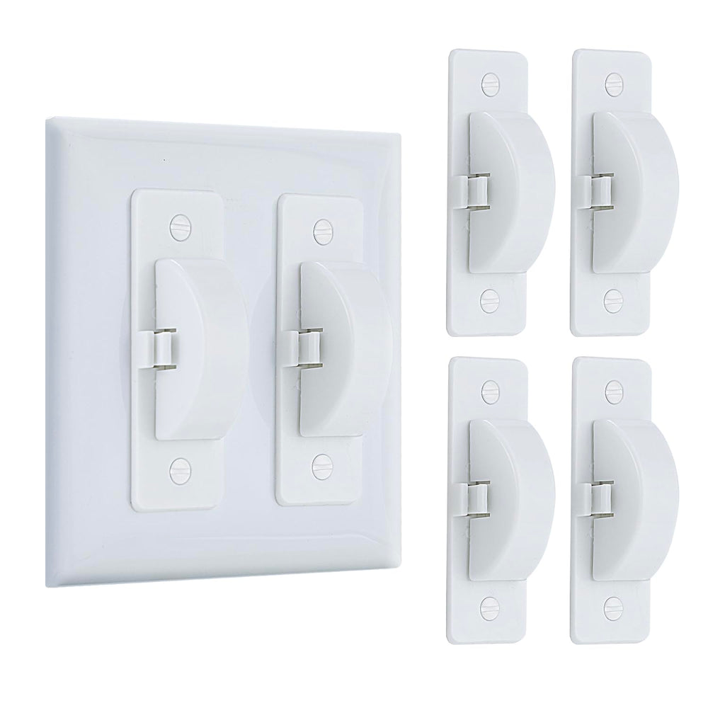 Roxiuc White Light Switch Guard being installed to prevent curious fingers.