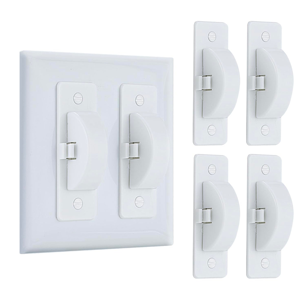 Roxiuc White Light Switch Guard being installed to prevent curious fingers.