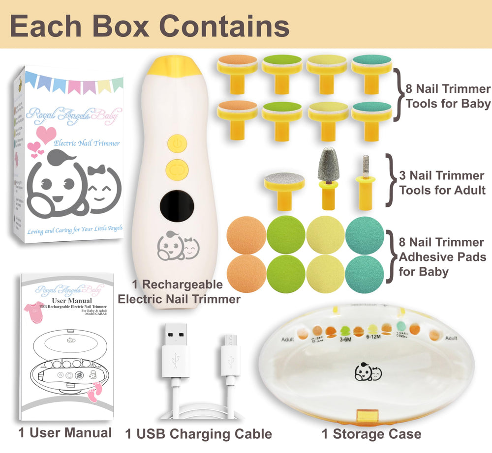 Royal Angels whisper-quiet motor enables nighttime nail care without waking baby.