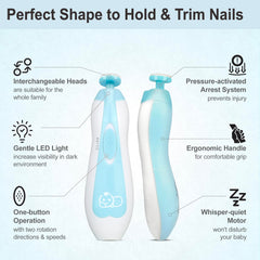 Royal Angels whisper-quiet motor delivers gentle nail grooming.
