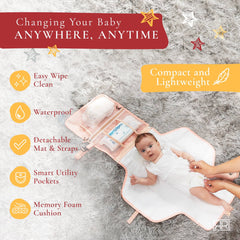 Royal Rusu 2-in-1 diaper clutch and changing mat for versatile travel and easy one-handed use.