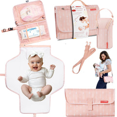 Royal Rusu premium portable diaper changing pad in peach for clean, comfy on-the-go diaper changes.