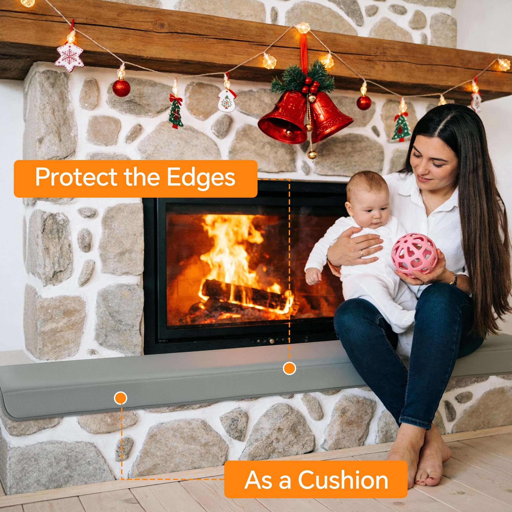 ROYALAY durable foam cushion adds gentle support on the fireplace edge.