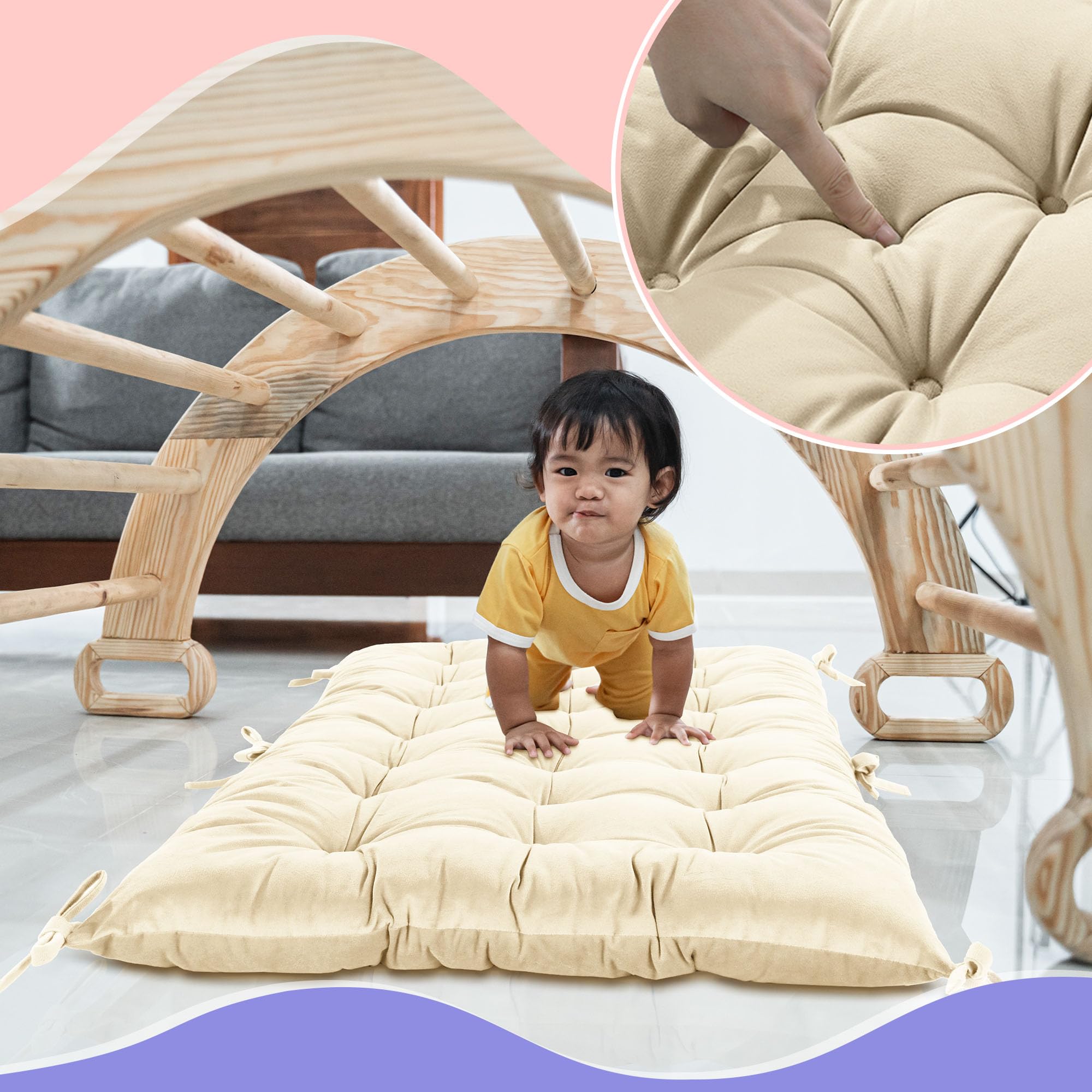 ROYALAY mat used as floor lounger, nap mat, or cozy reading spot.