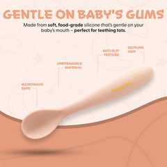 RoyalTots dishwasher safe pink spoon eases post meal cleanup