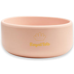 RoyalTots pink silicone baby bowls with suction base for mess-free mealtime.