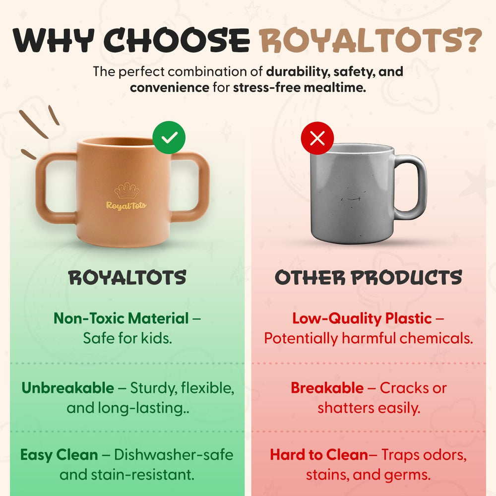 RoyalTots milk-and-water cup supports gentle transitions for toddlers.