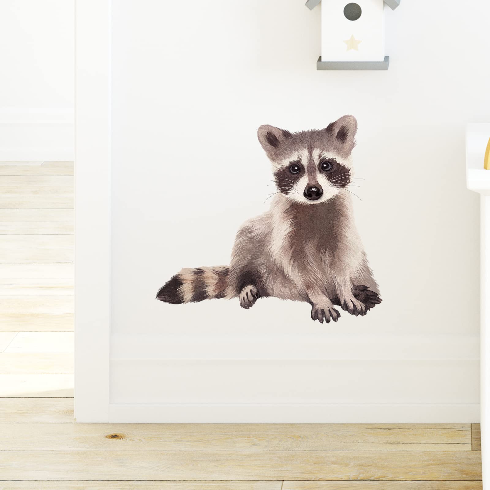 RoyoLam Lovely Raccoon wall decal adds playful charm to any wall, easy to apply.