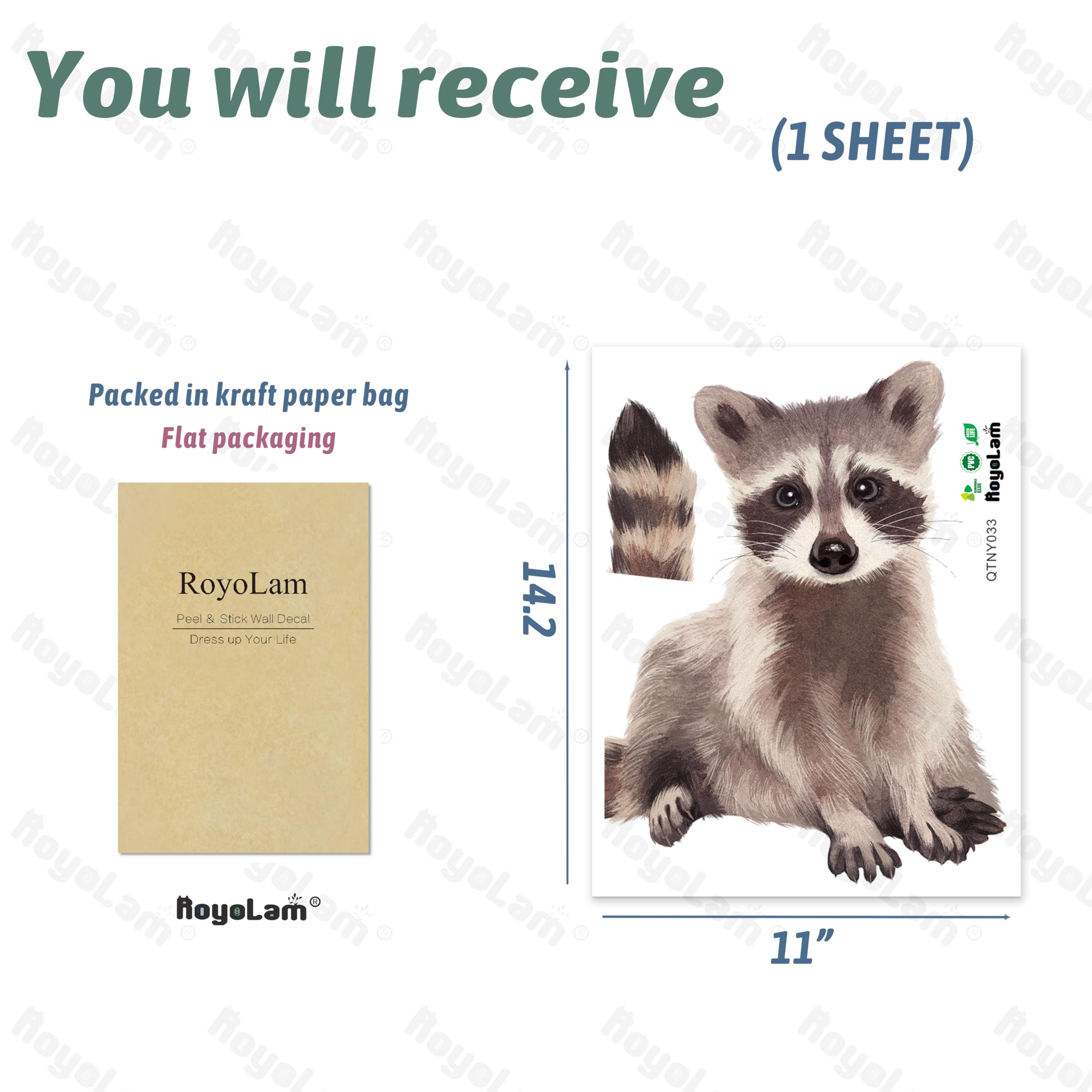 RoyoLam peel and stick decal; repositionable on smooth surfaces for flexible decorating.