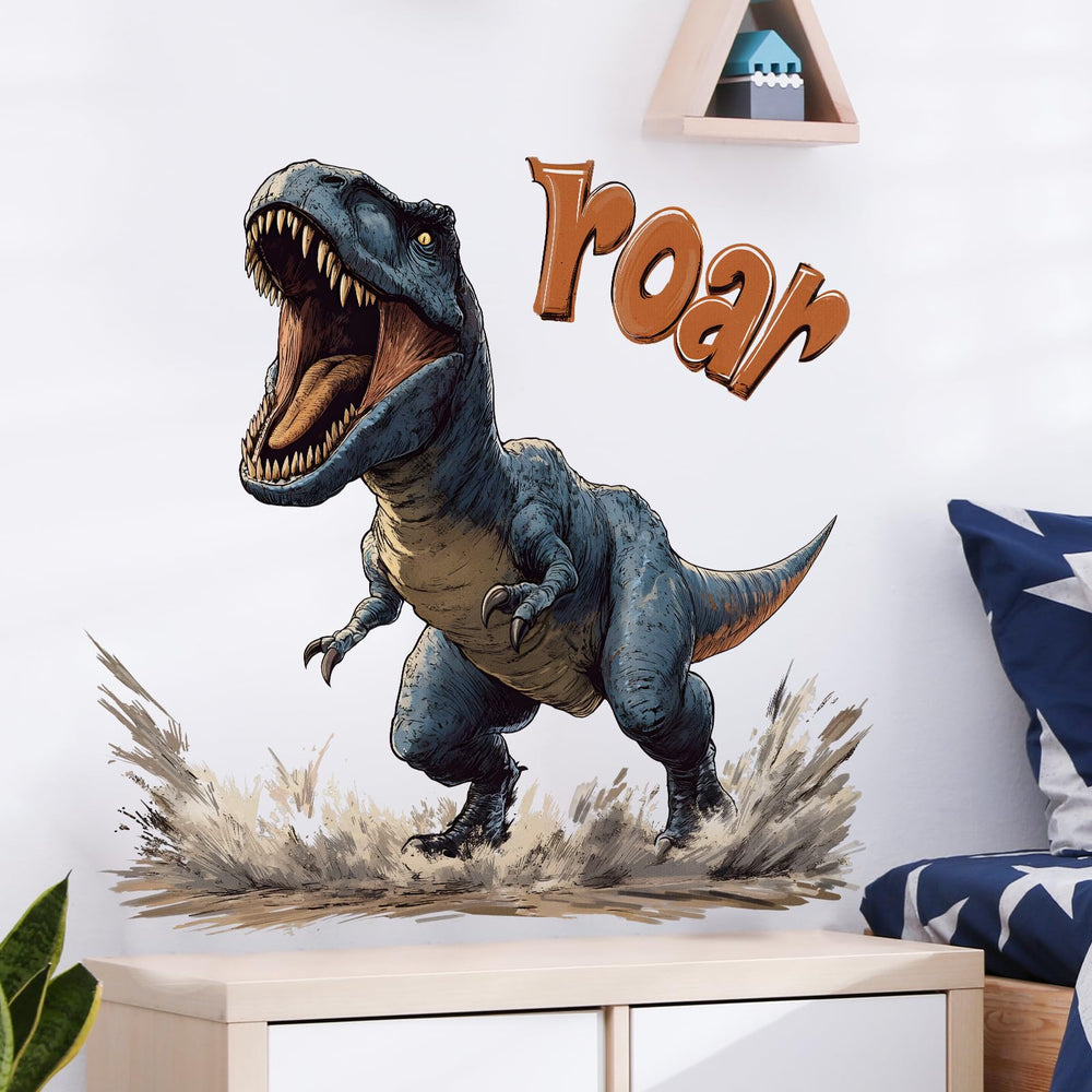 RoyoLam removable PVC dino wall art is easy to reposition.