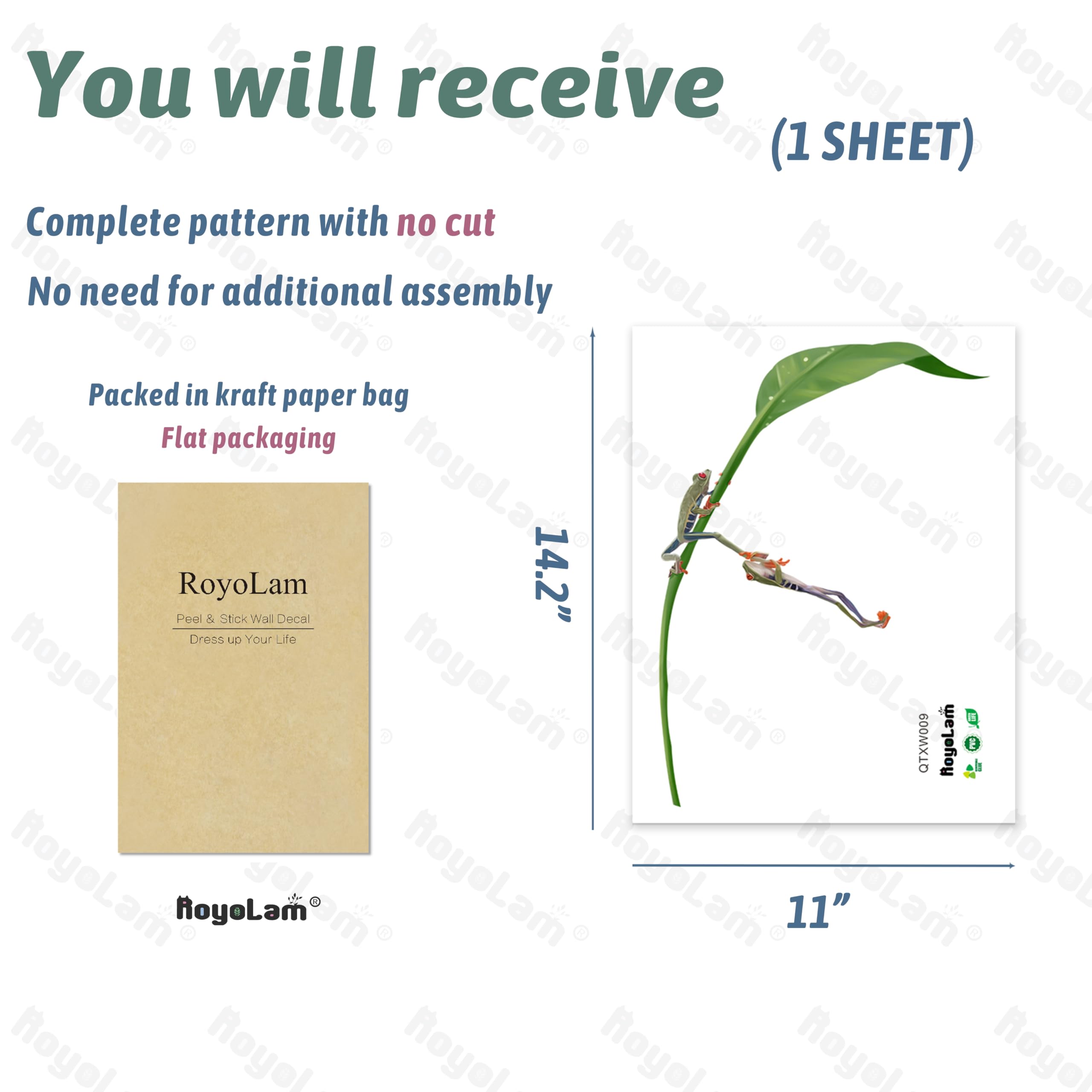 RoyoLam waterproof peel-and-stick design adheres smoothly to clean surfaces.