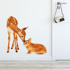 RoyoLam deer and rabbit decal on wall for nursery decor and playful mood