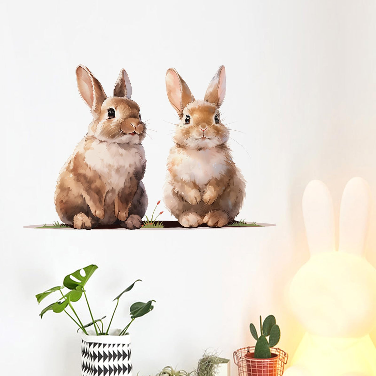 RoyoLam cute two rabbits wall decal brightens nursery walls and easy to remove.