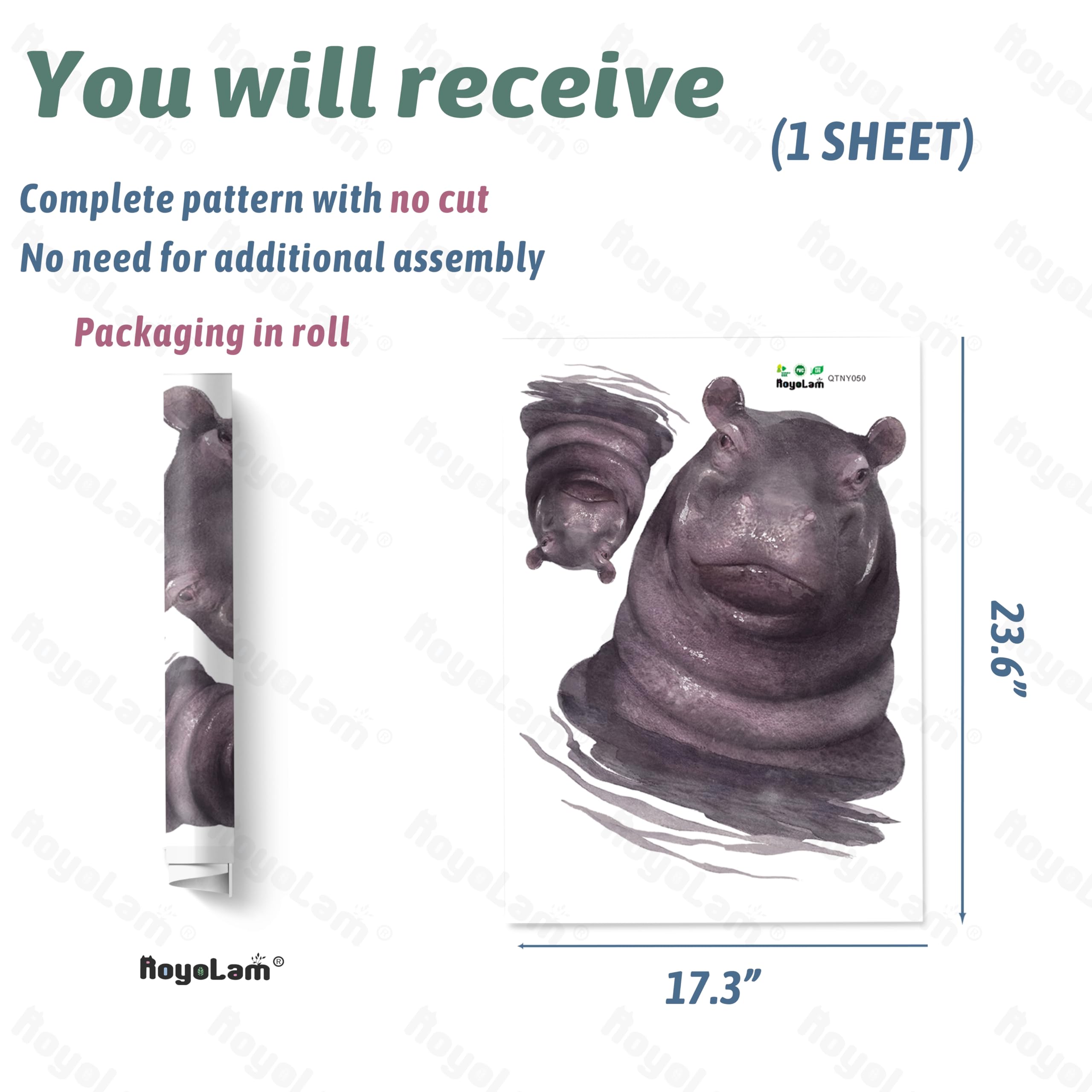RoyoLam hippo living-room wall art creates a friendly focal point.