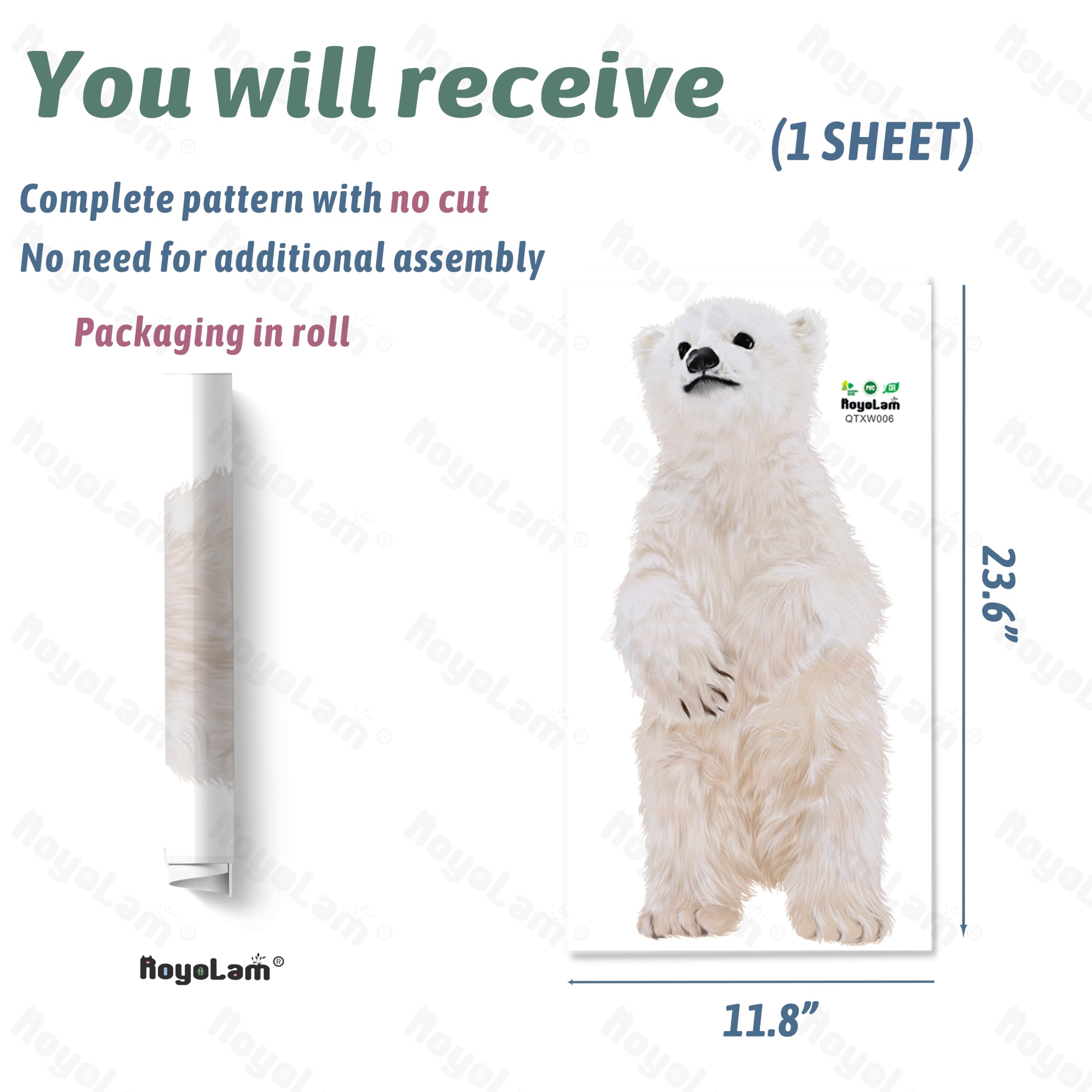 Little Polar Bear decal displayed on a child's bedroom wall for playful decor.