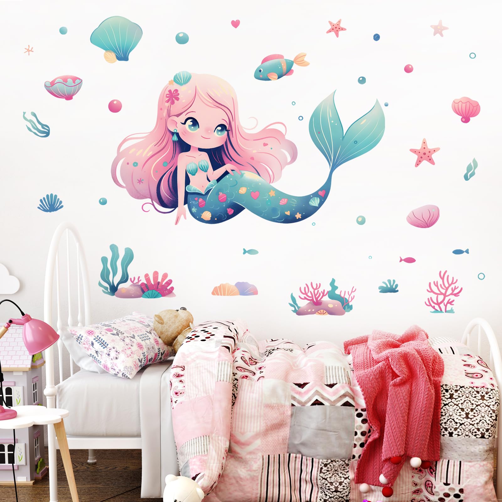 RoyoLam mermaid cartoon design enhances nursery or playroom themes