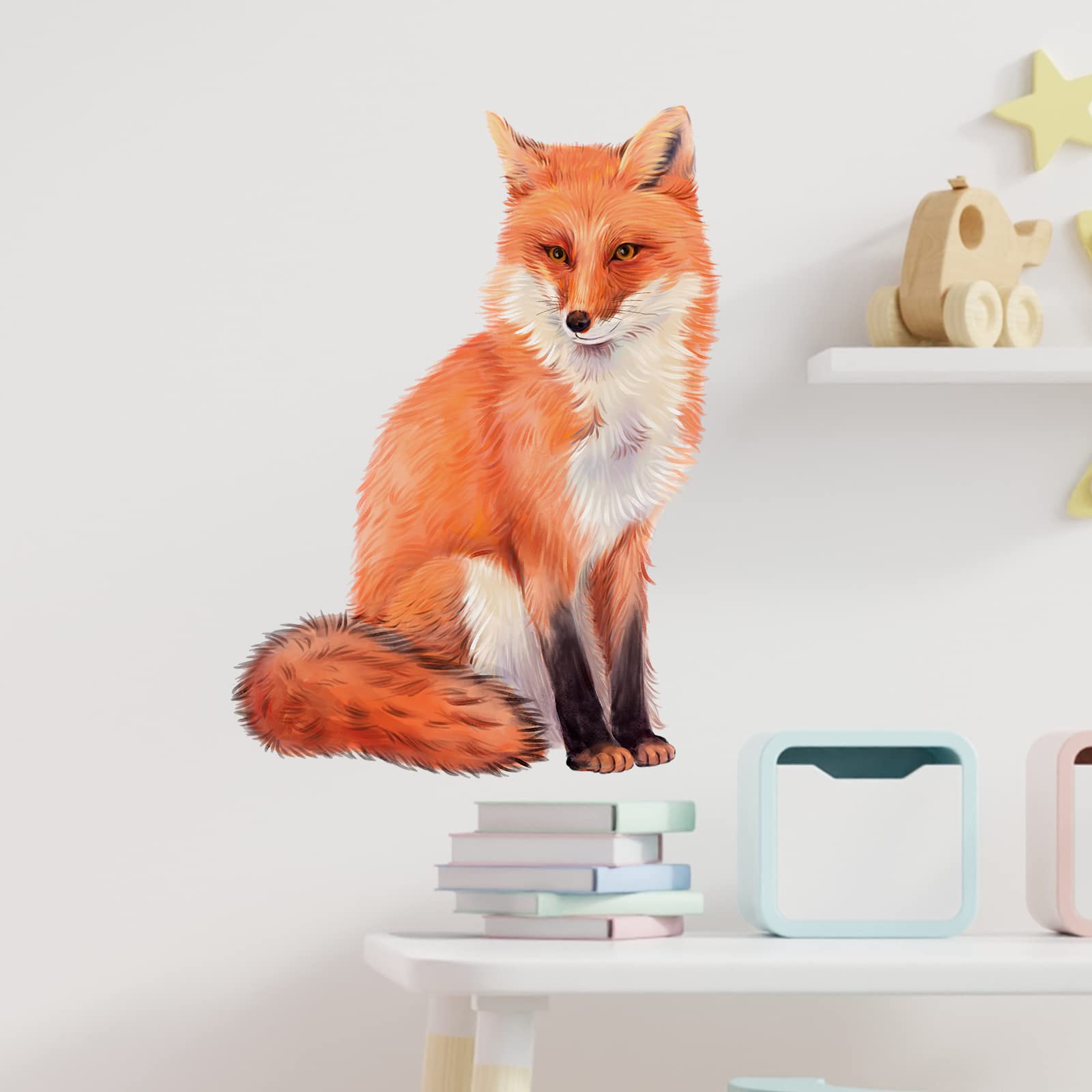 RoyoLam Red Fox wall decal in a nursery brightens playtime space
