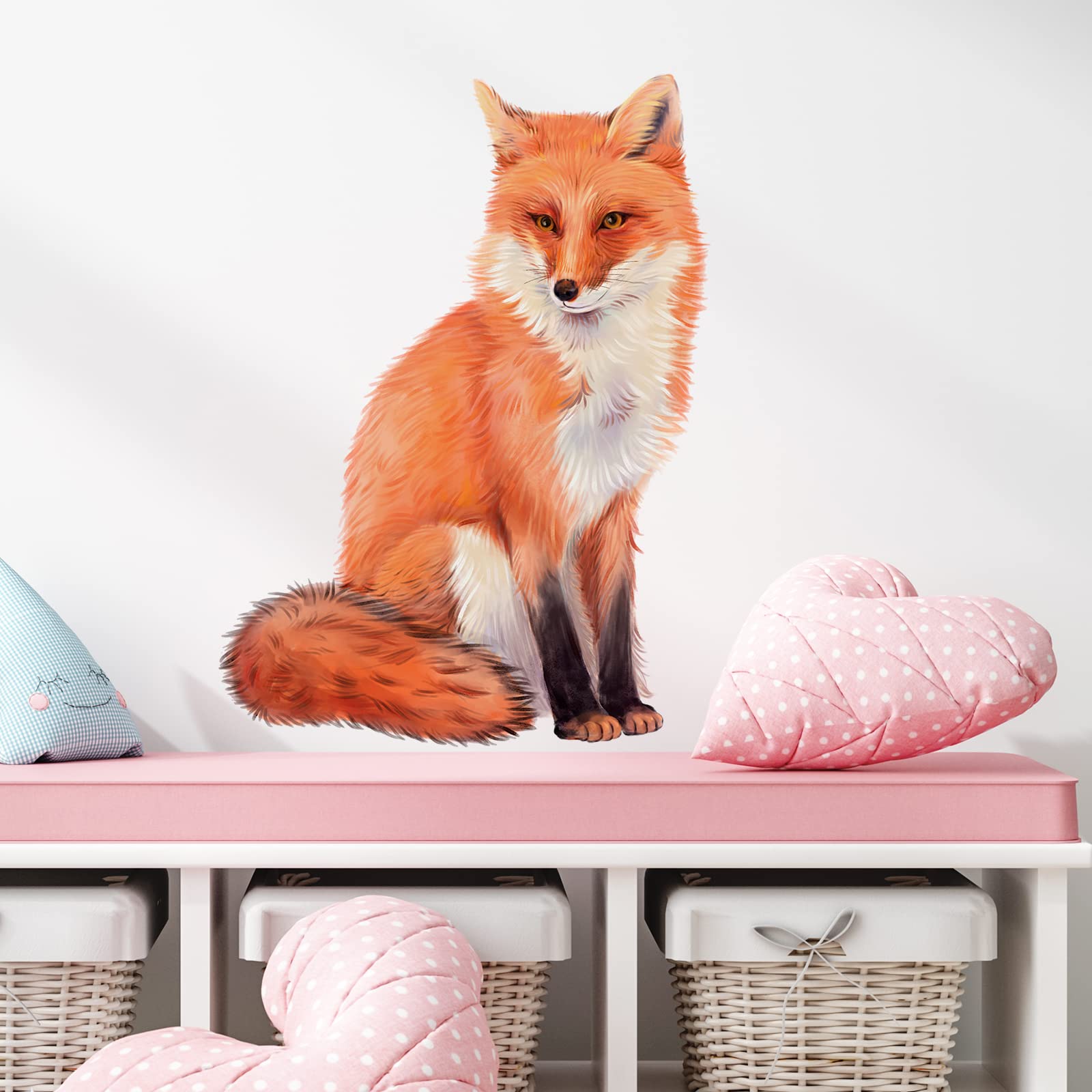 RoyoLam Red Fox wall decal sitting on clean wall adds nursery charm